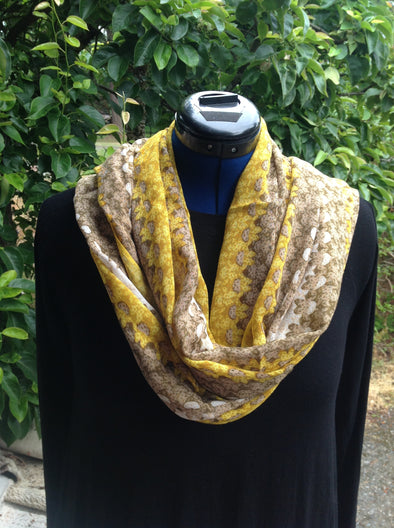 Wayi Bamboo light weight " Yellow & Brown Hana Strip" scarf