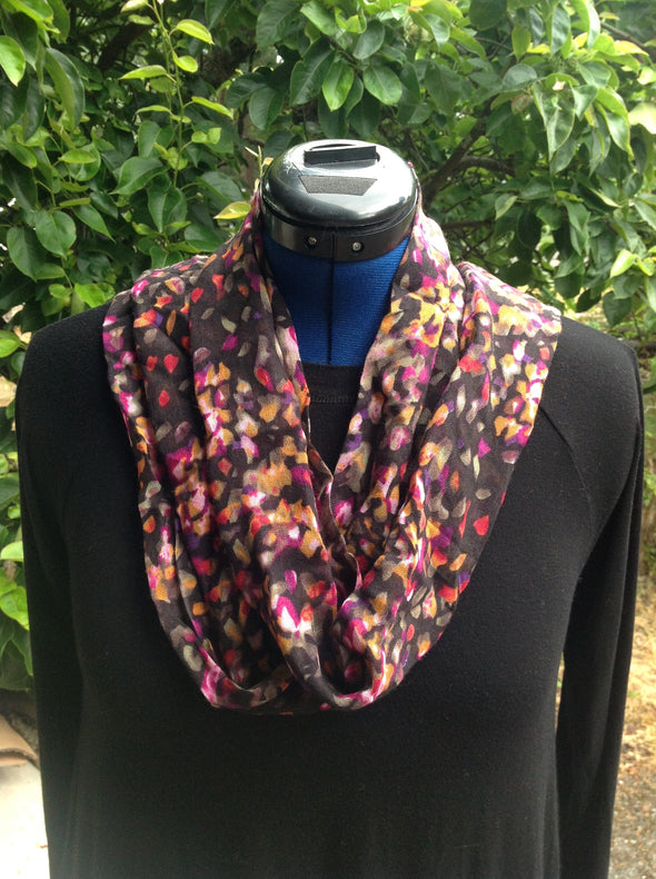 Wayi Bamboo light weight " Black/Pink Floral" scarf